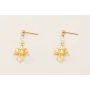 Pendientes perno bolita colgante hoja con BAÑO ORO