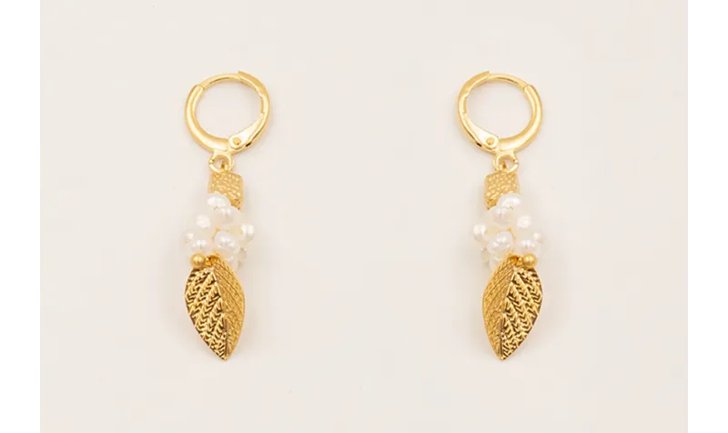 Pendientes aro cierre con pieza irregular, pétalo 