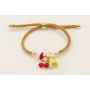 Pulsera cordón mostaza con burruño perlas naturale