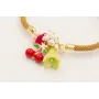 Pulsera cordón mostaza con burruño perlas naturale