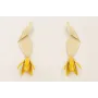 Pendientes hoja doblada esmalte beige colgante flo