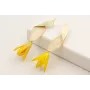 Pendientes hoja doblada esmalte beige colgante flo