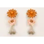 Pendientes flor grande esmaltada marrón con flor n