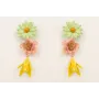 Pendientes flor grande esmaltada verde con campani