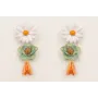 Pendientes perno flor grande esmaltada blanca cent