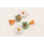 Pendientes perno flor grande esmaltada blanca cent