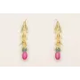Pendientes pino dorado mate con cubo gris azulado 