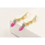 Pendientes pino dorado mate con cubo gris azulado 