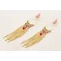 Pendientes escarabajo rosa, pieza pendulo flores l