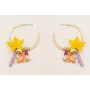 Pendientes aro planp abierto con flor miyuki amari