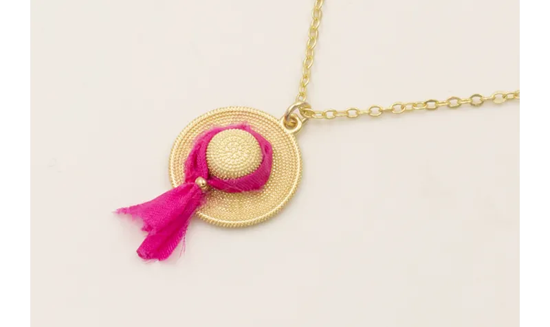 Collar cadena eslabón pequeño dorado mate con colg