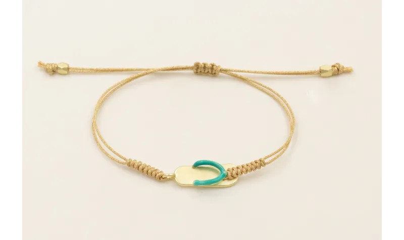 Pulsera cordón dorado con nudo serpiente y chancle