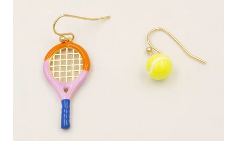 Pendientes raqueta esmaltada morada,azul,naranja  