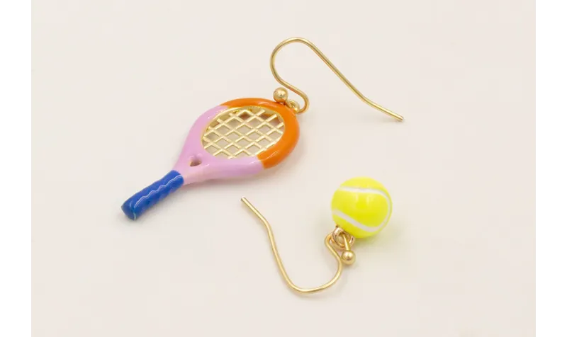 Pendientes raqueta esmaltada morada,azul,naranja  