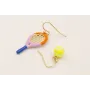 Pendientes raqueta esmaltada morada,azul,naranja