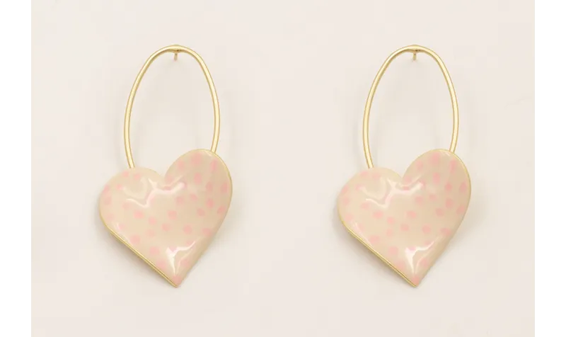 Pendientes herradura grande con corazones esmaltad