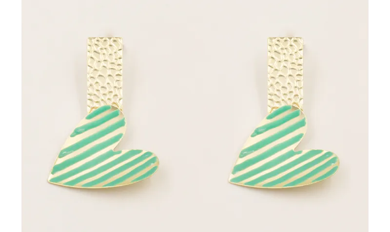 Pendientes perno rectangular relieve reptil y colg