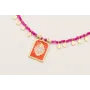 Collar facetadas piedra cuarzo fucsia con colgante