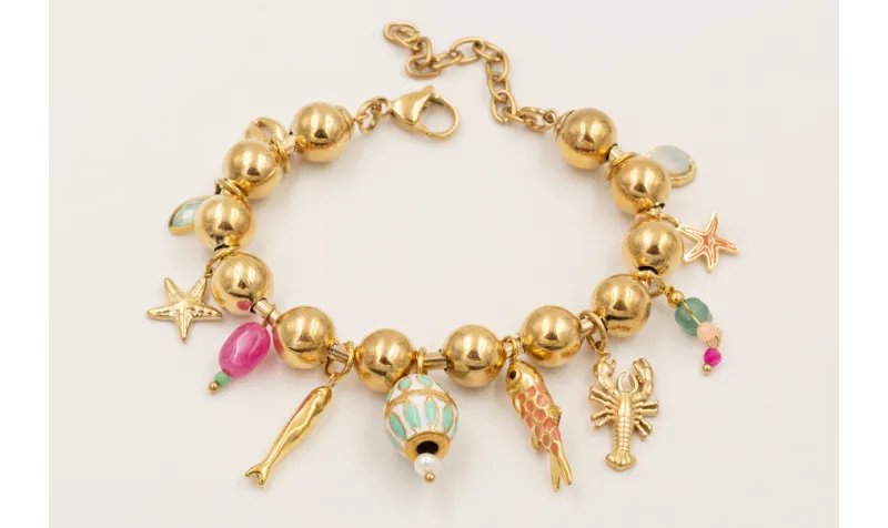 Pulsera completa ACERO INOXIDABLE bolas grandes co