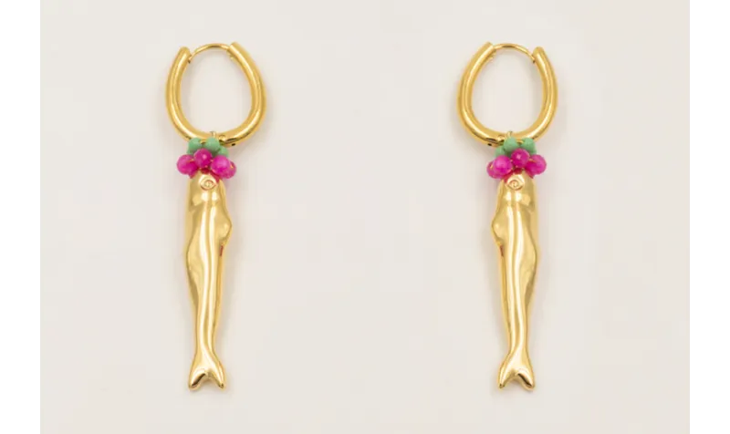 Pendientes aro cerrado ACERO INOXIDABLE con colgan