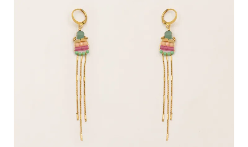 Pendientes cierre redondo ACERO INOXIDABLE flecos 