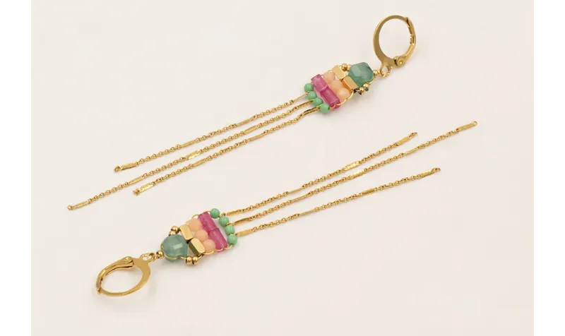 Pendientes cierre redondo ACERO INOXIDABLE flecos 