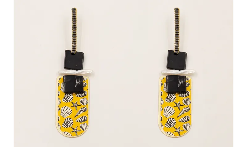 Pendientes perno forrado cadena strass negro, colg