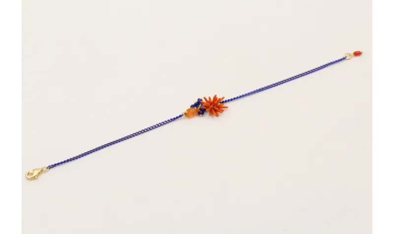 Pulsera cadena eslabón azulón con cabujón cristal 