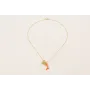 Collar cadena eslabón dorado mate con rama coral e