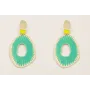 Pendientes perno cuadrado esmlate lima con colgant