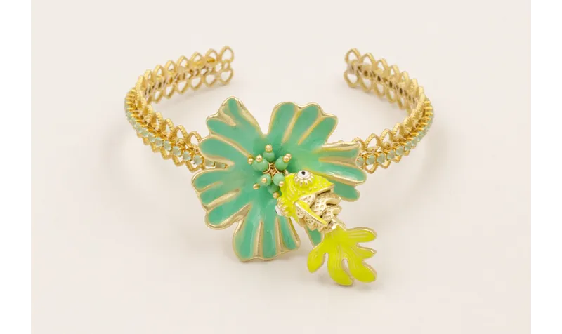 Pulsera labrada latón con cadena strass pequeño co