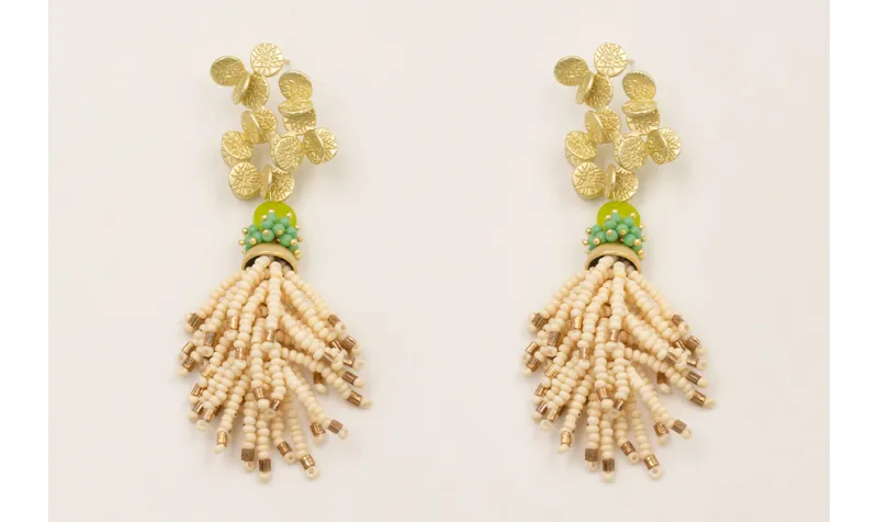 Pendientes ramillete hojas redondas dorado mate, f
