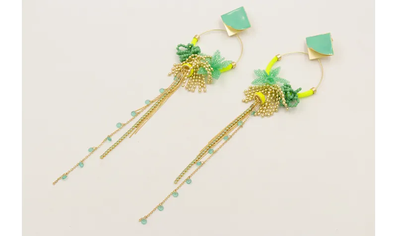 Pendientes cuadrado levantado esmalte turquesa, ar