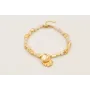 Pulsera ORO18K facetadas piedra cuarzo crema, piez