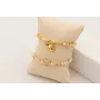 Pulsera ORO18K facetadas piedra cuarzo crema, piez