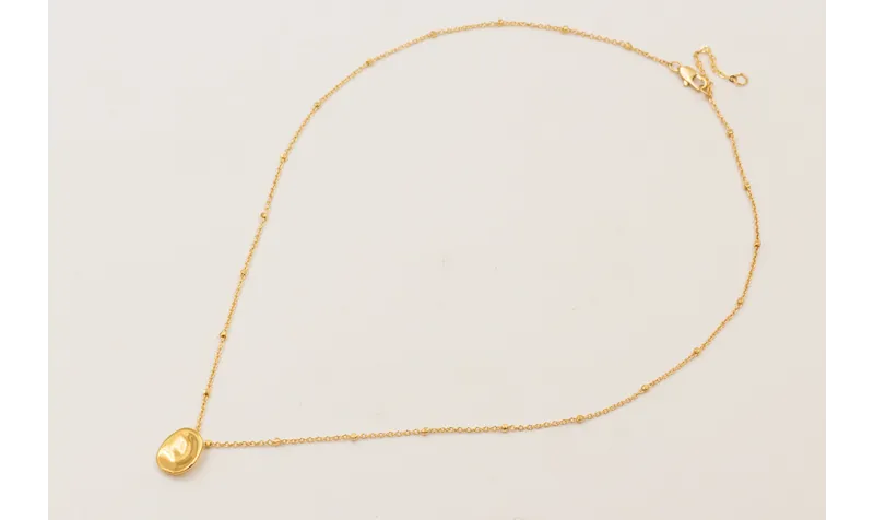 Collar ORO18K cadena microbola con colgante botón 