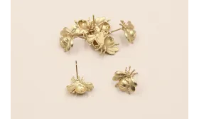 Perno Abeja 16*17mm Oro Mate / Base Pendientes 