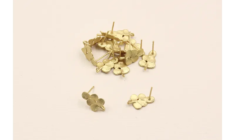 Perno hojas redondas 16*10mm oro mate / Base Pendientes 