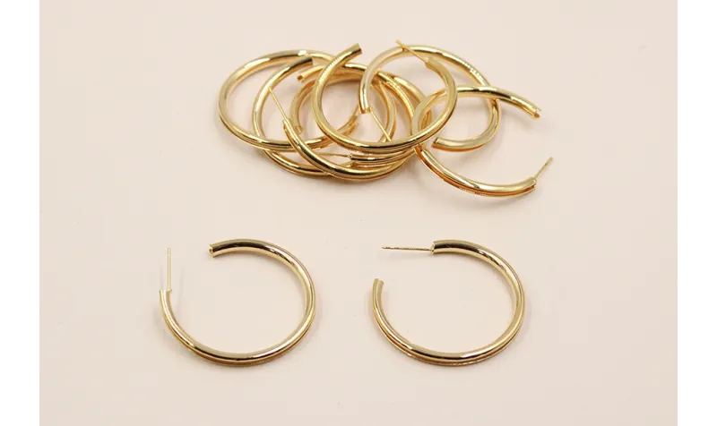 Pendiente Aro con ranura 32mm diam. Oro / Base Pendientes 