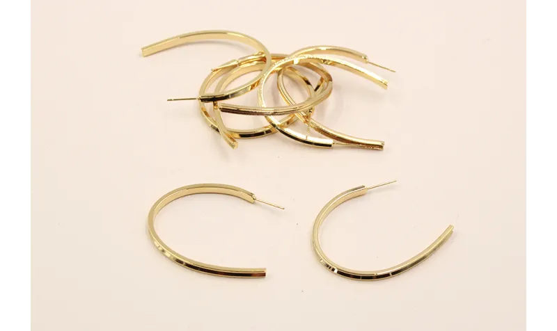 Pendiente Aro con ranura 50*35mm Oro / Base Pendientes 