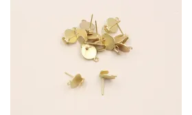 Perno Disco con presión de 11mm  Oro Mate / Base Pendientes 