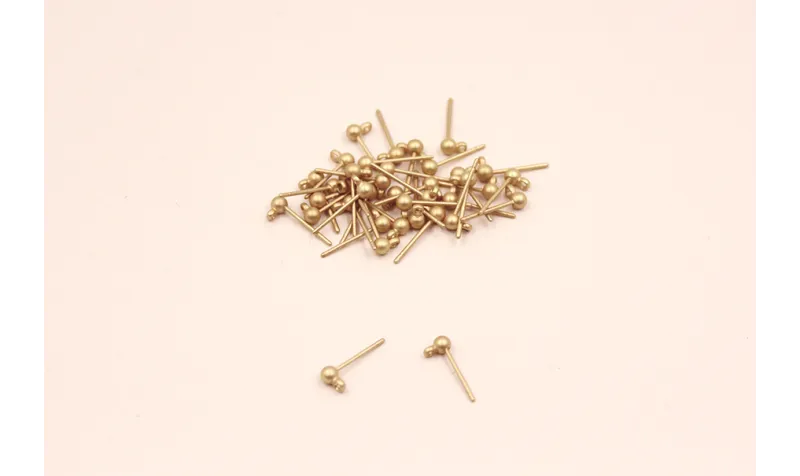 Perno con bolita de 3mm y anilla Oro Mate