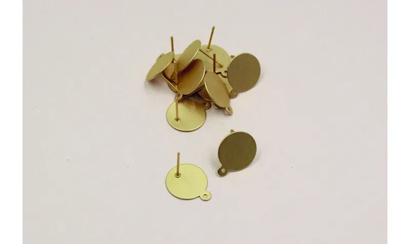 Perno Disco plano de 13mm Oro Mate / Base Pendientes 