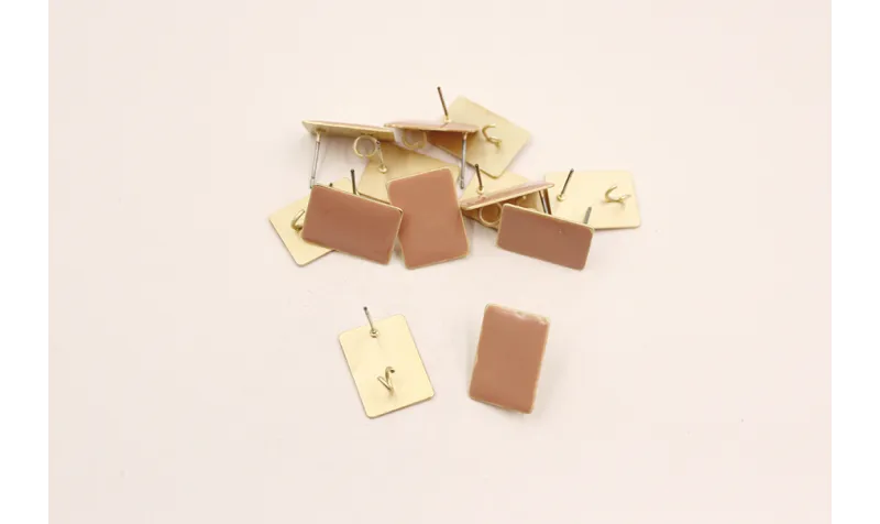 Perno rectangulo esmaltado 17*13mm Rosa / Base Pendientes 