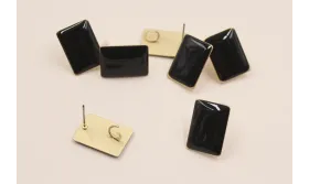 Perno rectangulo esmaltado 17*13mm Negro / Base Pendientes 
