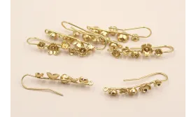 Pendiente con 5 flores 35mm Dorado Mate / Base Pendientes 