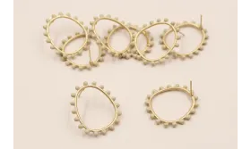 Pendiente Aro 26*22mm Bolas Beiges de 3mm / Base Pendientes 
