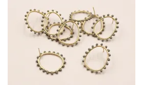 Pendiente Aro 26*22mm Bolas Grises de 3mm / Base Pendientes 