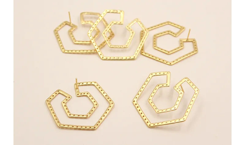 Pendiente Hexágonos 40*33mm Dorado Mate