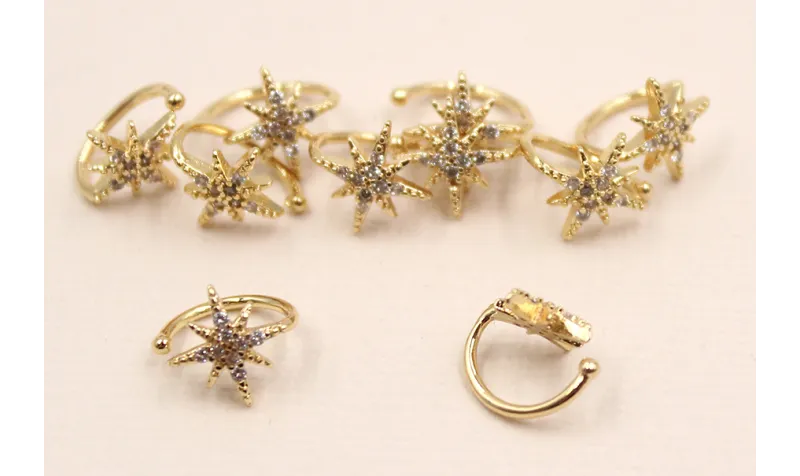 Arito de 8mm con estrella Microbrillos / Base Pendientes 